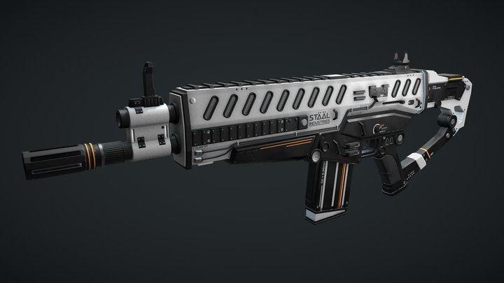 Scar-U DL66 Automatic Rifle - Sci-Fi Rifle 3D Model