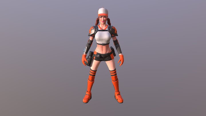 Combat Girl 3D Model