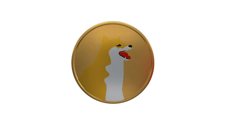 Feisty Doge $NFD Token Shiny 3D Model