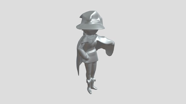 Anime witch character with cape 3D Model