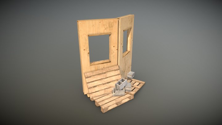Plywood booth 3D Model