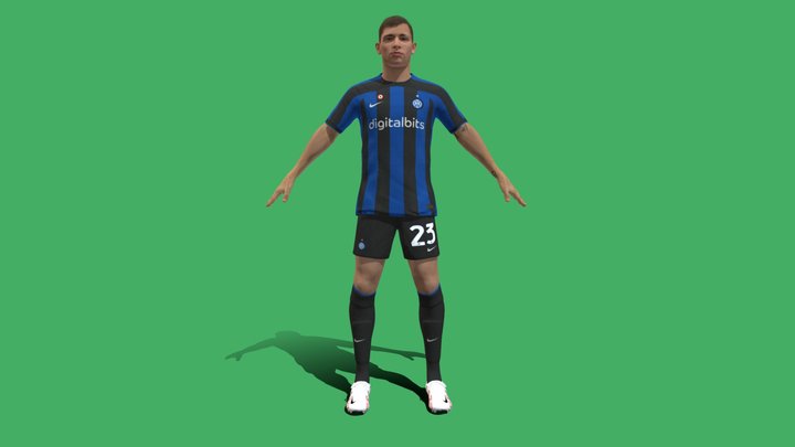 3D Rigged Nicolo Barella Inter Milan 2023 3D Model