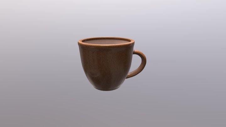 Big brown pottery cup 3D Model