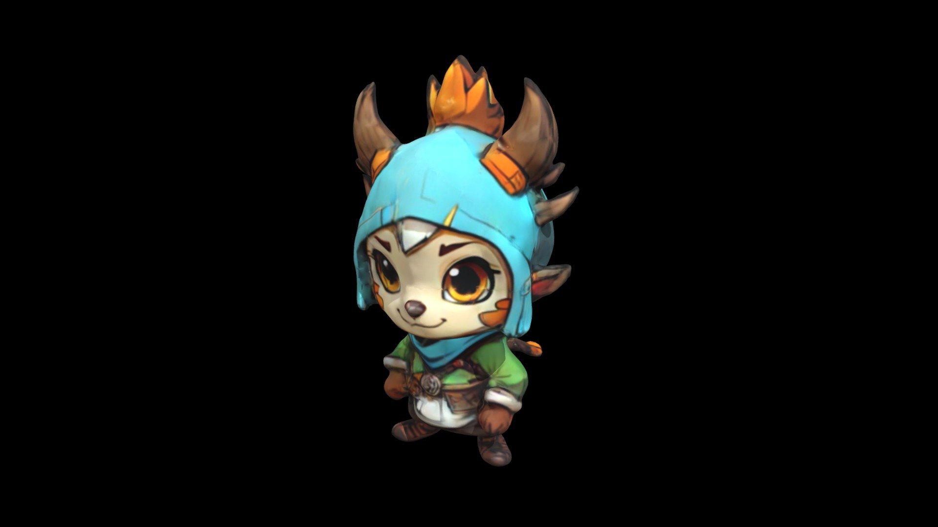a cartoon character with horns and a blue hel - Download Free 3D model ...