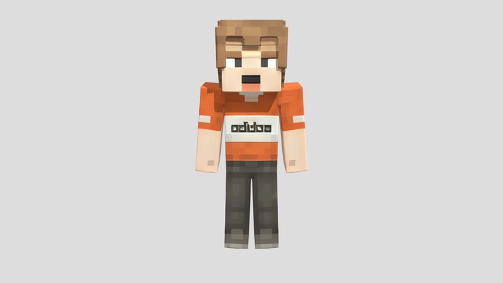 Minecraft-style boy in Adidas shirt 3D Model