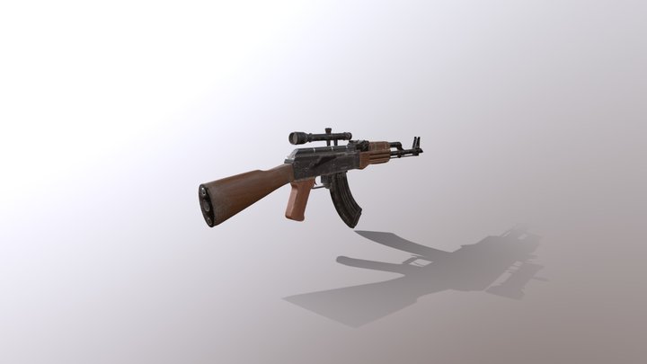 Ak 47 with scope 3D Model