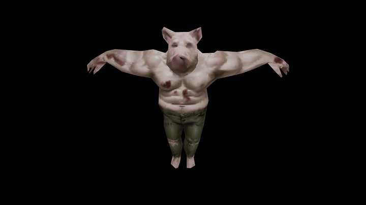 PSX Killer Pig - Retro 3D Character 3D Model