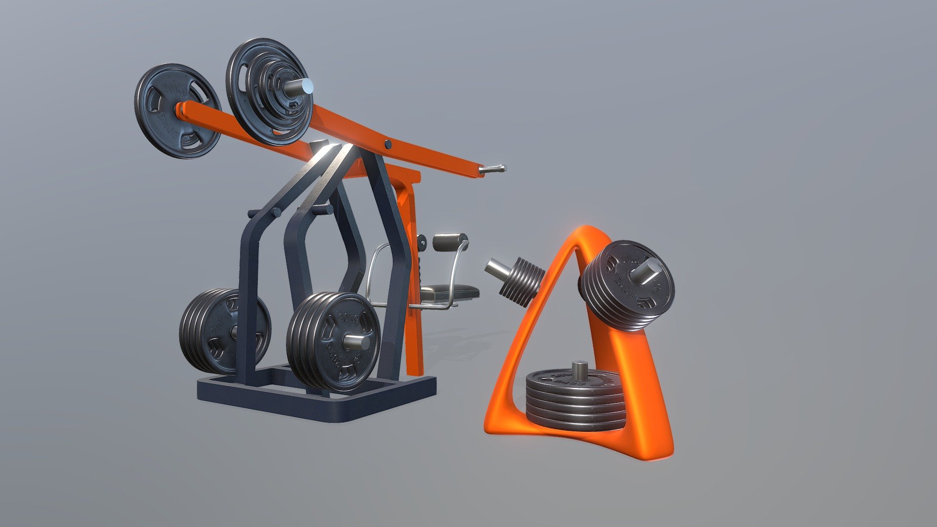 Gym Equipment Buy Royalty Free 3D model by Reveille [f200ded] Sketchfab Store