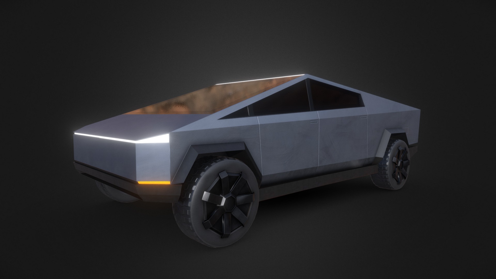 3D model Tesla Cybertruck - This is a 3D model of the Tesla Cybertruck. The 3D model is about a white car with a black background.