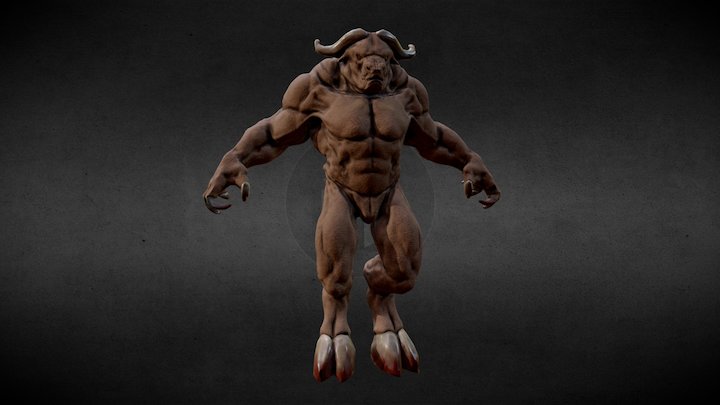 Minotaur Retopo with Textures 3D Model