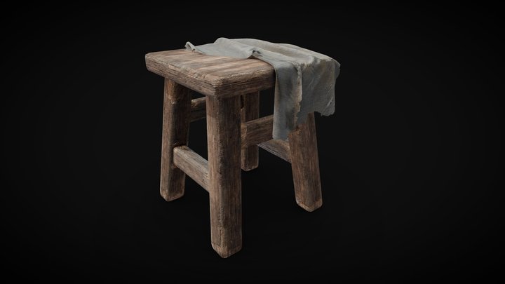 Old Wooden Chair 3D Model