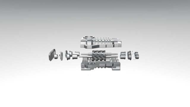 Screw Compressor- Dismanteled - without pin 3D Model