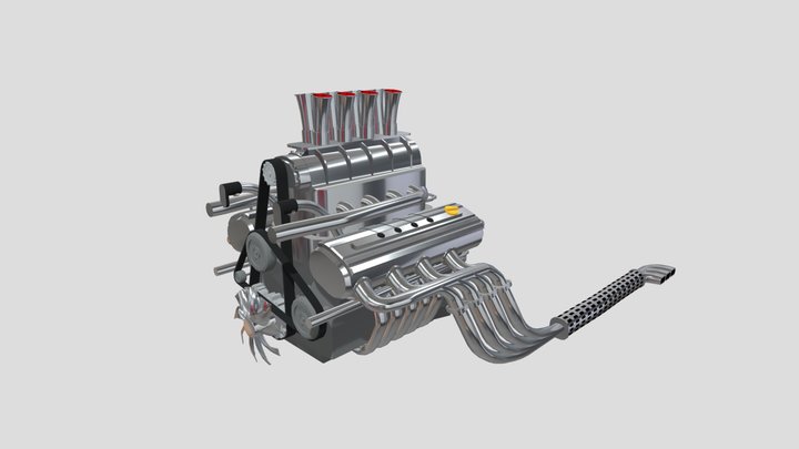 V8 Hot Rod Engine 3D Model