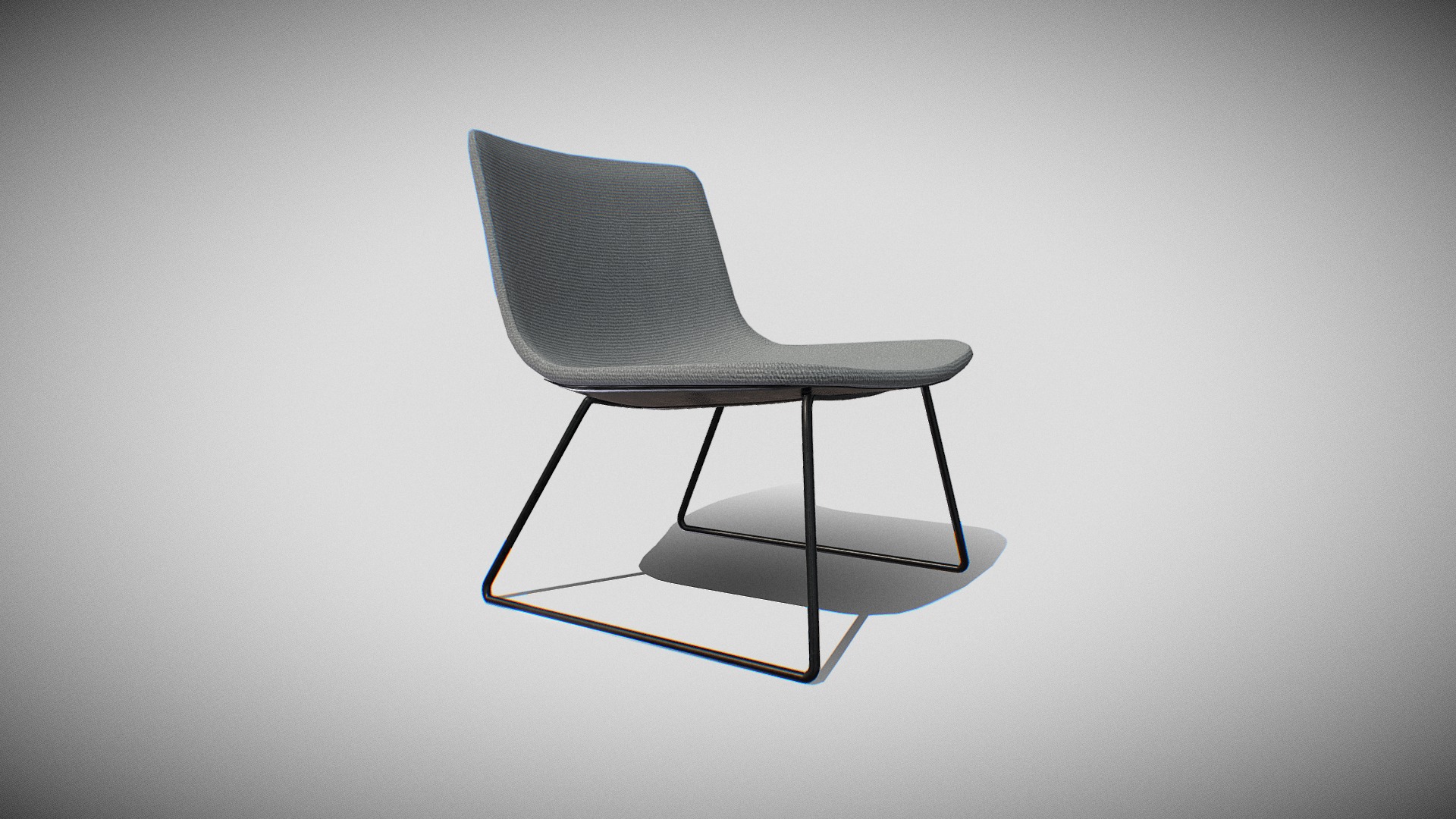 3D model PATO LOUNGE SLEDGE-fabric grey - This is a 3D model of the PATO LOUNGE SLEDGE-fabric grey. The 3D model is about a chair with a cushion.