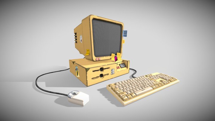 Old computer_low poly 3D Model