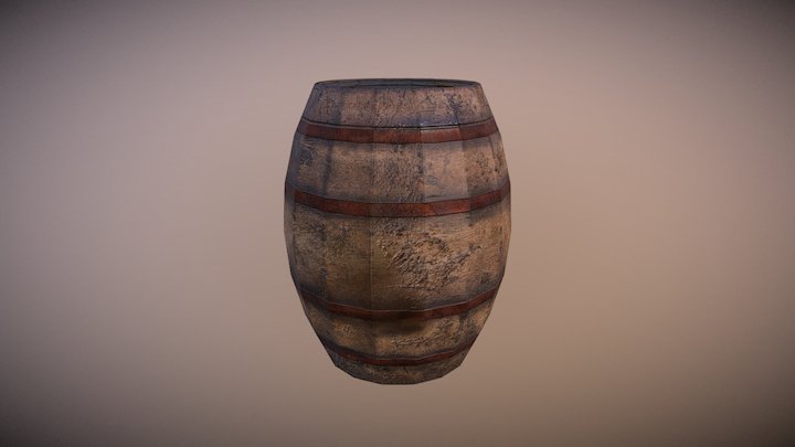 Game Ready Low Poly Barrel 02 3D Model