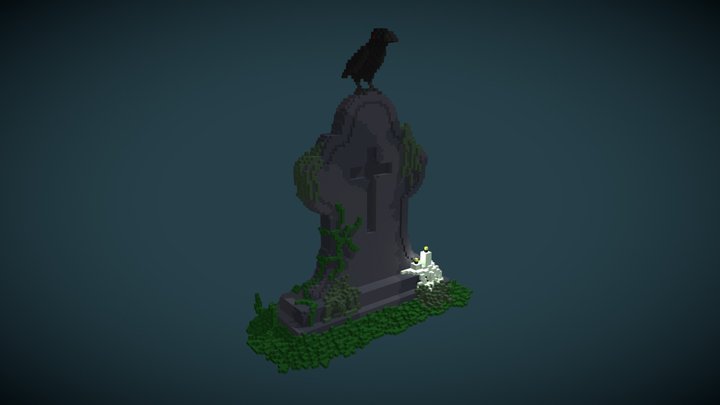 Voxel tombstone 3D Model
