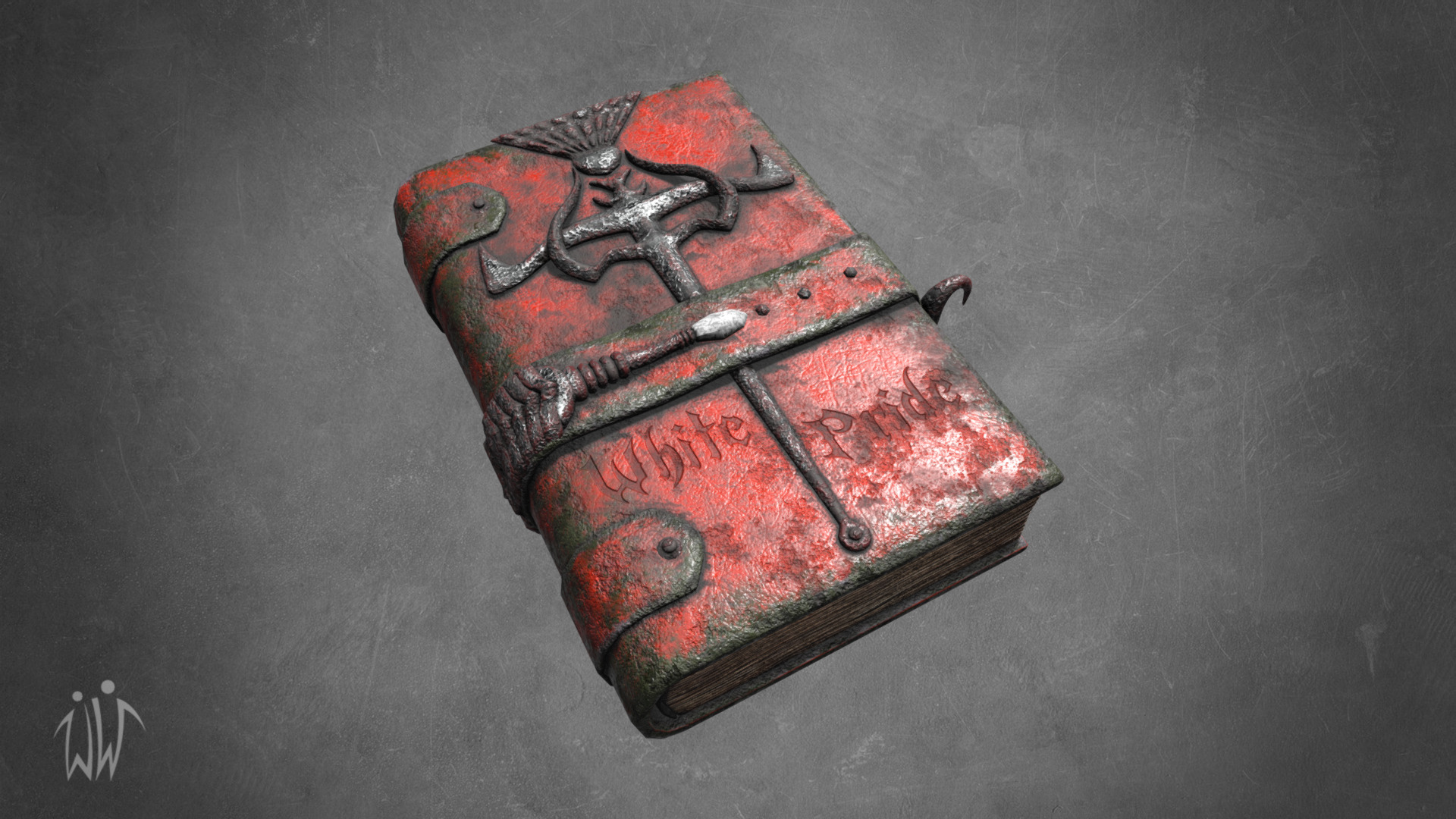 3D model Vintage magic book - This is a 3D model of the Vintage magic book. The 3D model is about a red leather wallet.