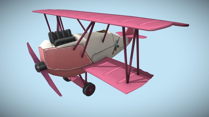 DAE | Flying Circus Stylized Plane 3D Model
