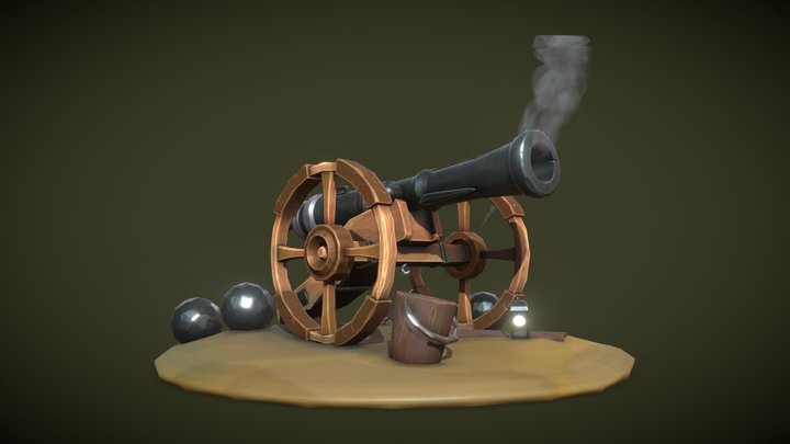 Stylized Cannon diorama 3D Model