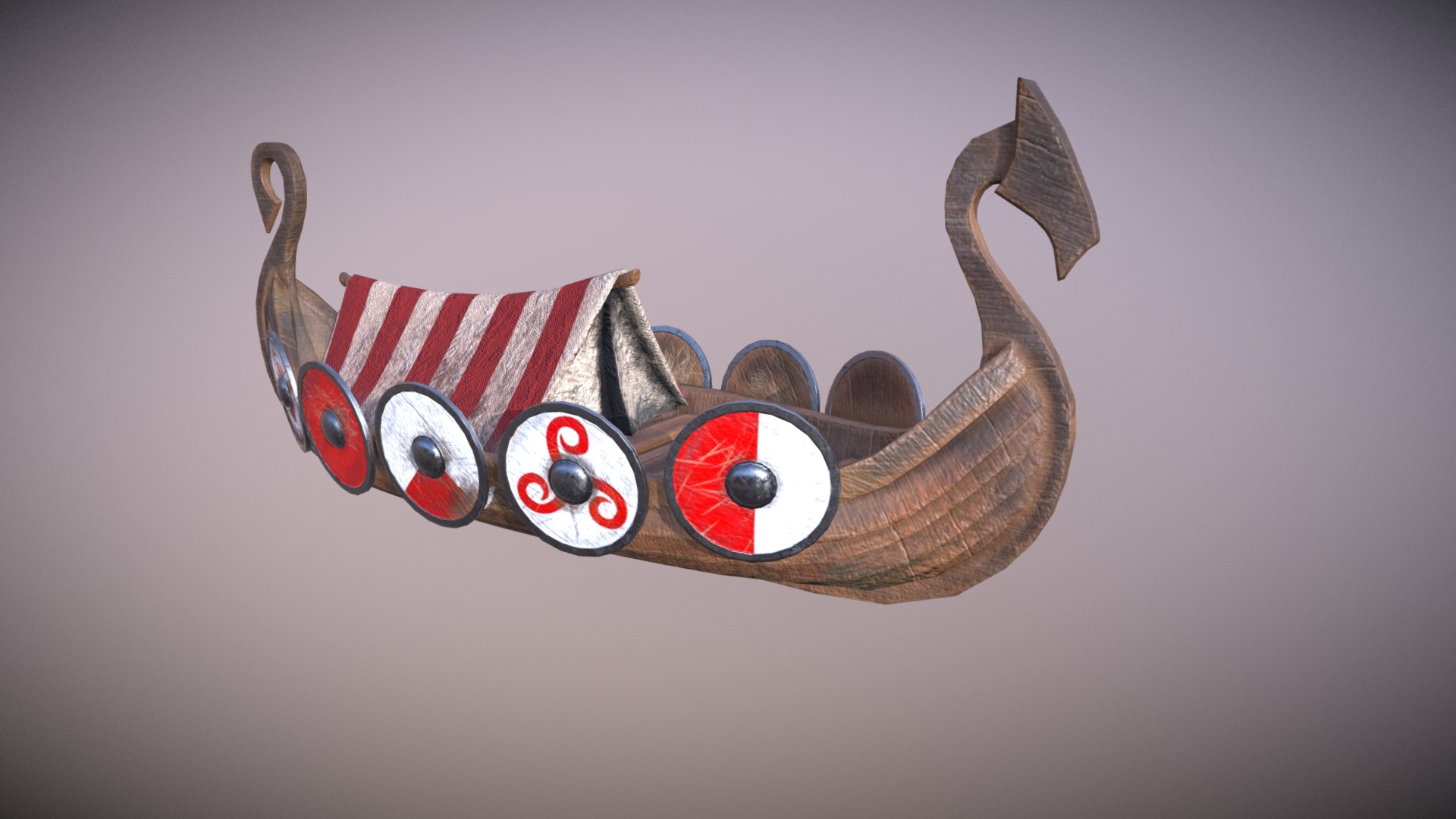 3D model Viking Ship Drakkar PBR Low Poly - This is a 3D model of the Viking Ship Drakkar PBR Low Poly. The 3D model is about a wooden basket with a flag.