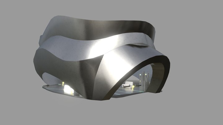 Low poly sci-fi building 3D Model