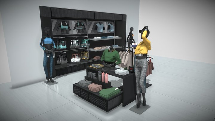 Women Fitness Store Showcase 3D Model