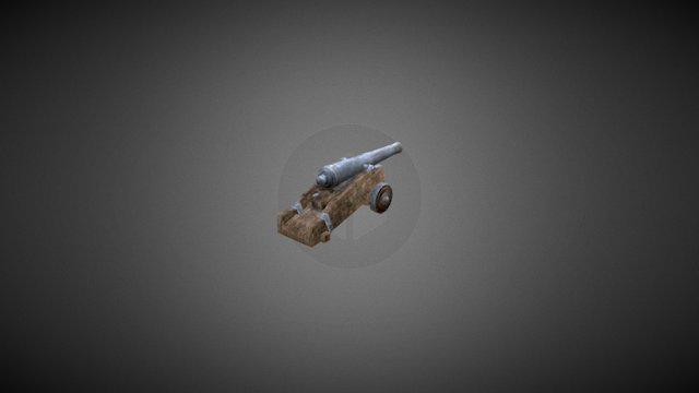 Naval cannon 6 pound (low poly) 3D Model