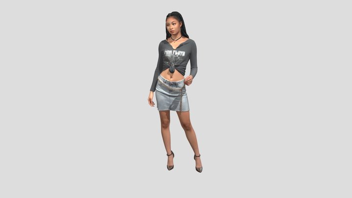 Midriff Muse in a Pink Floyd Tee – Modello 3D gratuito STL