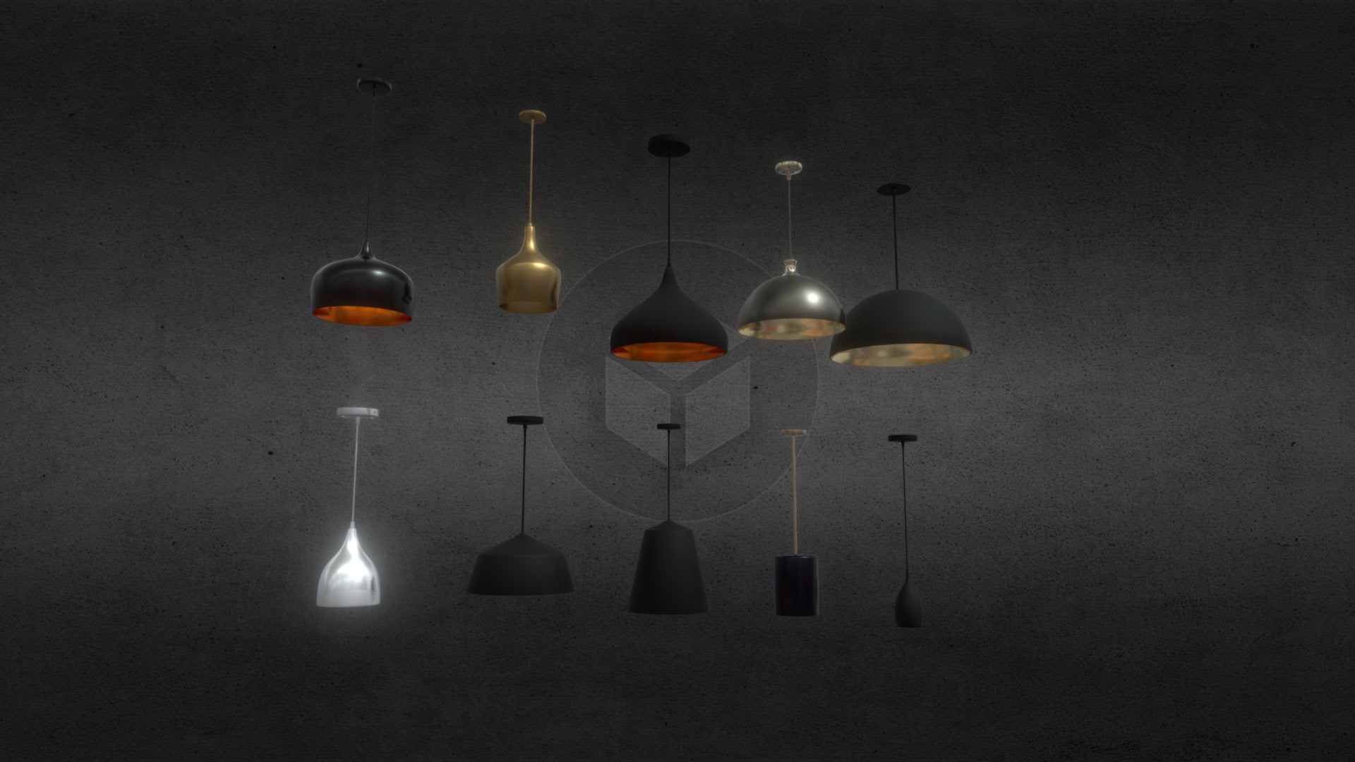 3D model Pendant Lights - This is a 3D model of the Pendant Lights. The 3D model is about a group of light bulbs.
