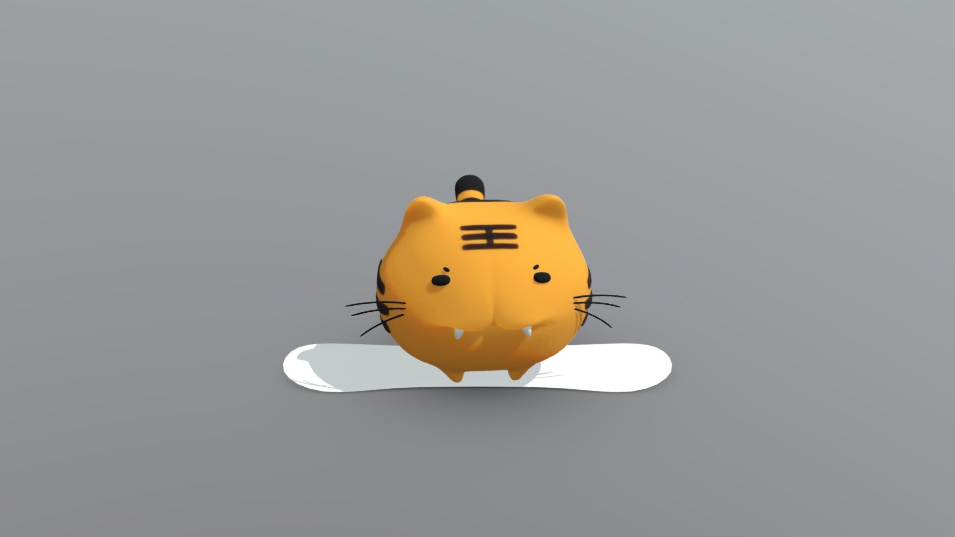Ski Cartoon Tiger and Board