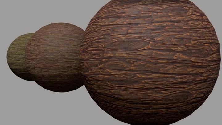 Mossy wood bark material 3D Model