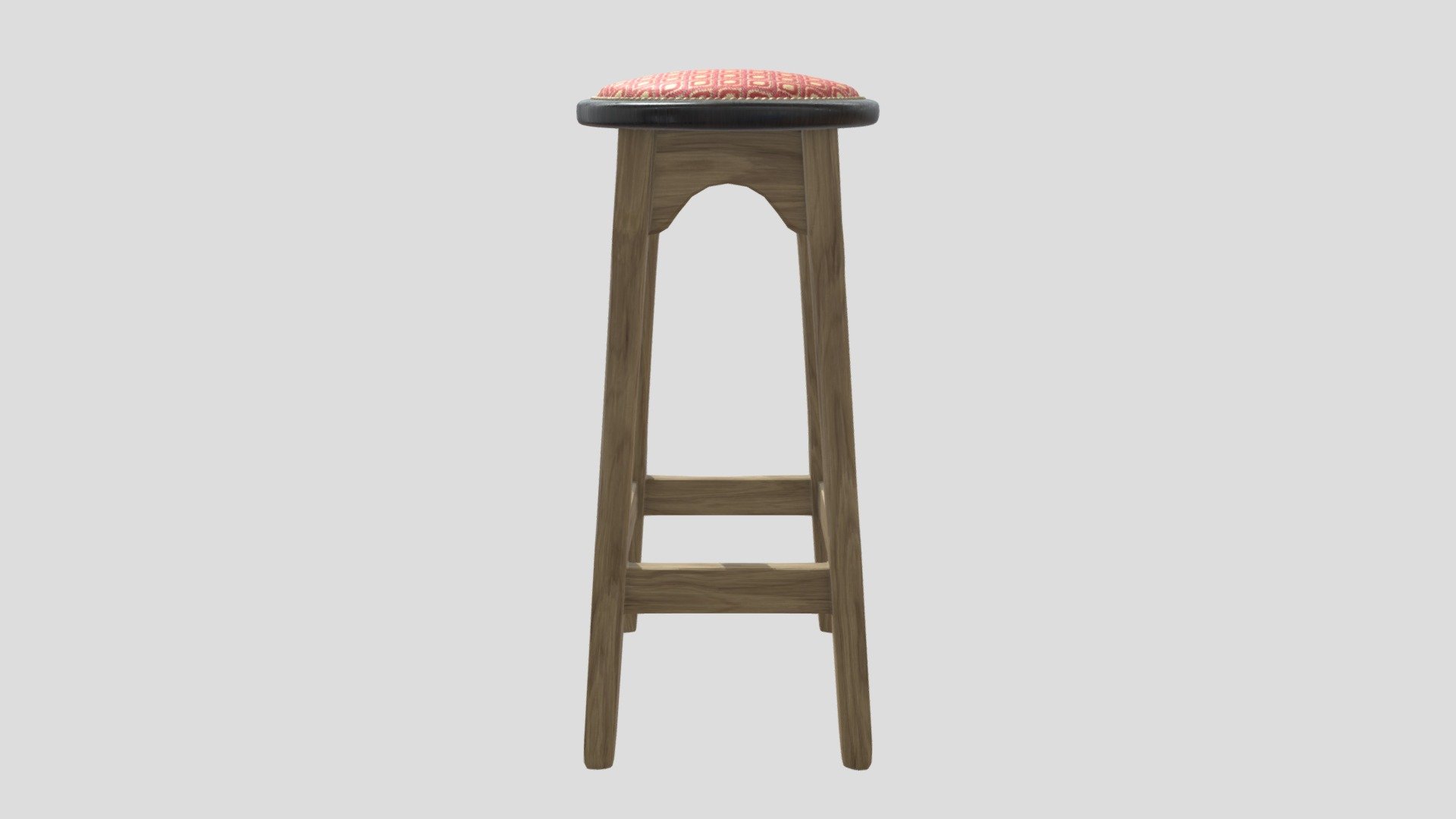 Tall Irish Pub Stool Alt. Red Upholstery 3D model by PConolly