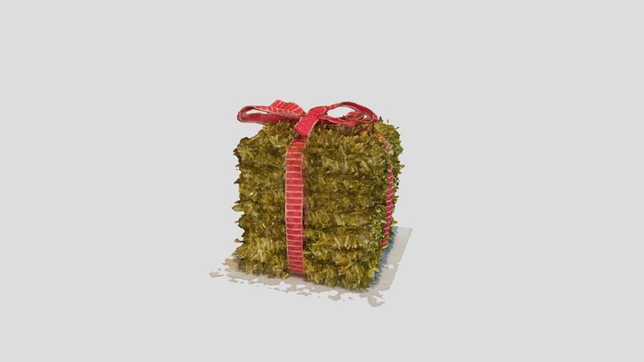 Gold Tinsel Present Box 3D Model