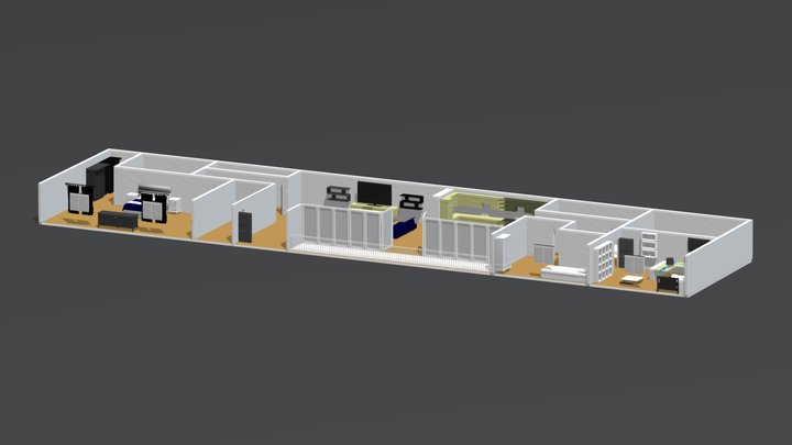 Rectangular House Layout 3D Model