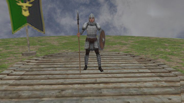 Warrior in scale armor PSX Style / Stylized 3D Model