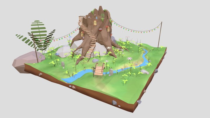 Stylized treestump environment 3D Model