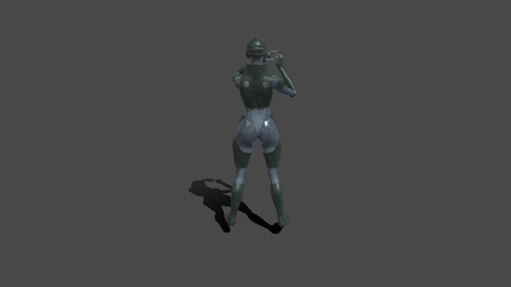 Femme Peek Around Corner 3D Model