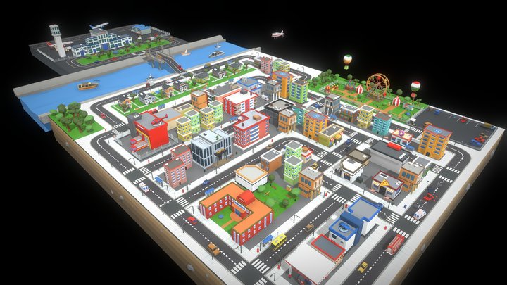 Low Poly 3D City 3D Model