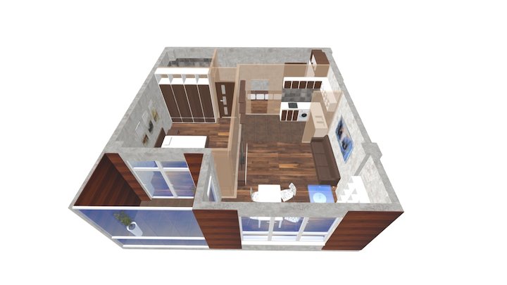 Exclusive 2 комнаты 64,4м2, блок 1-2 ЮВ 3D Model