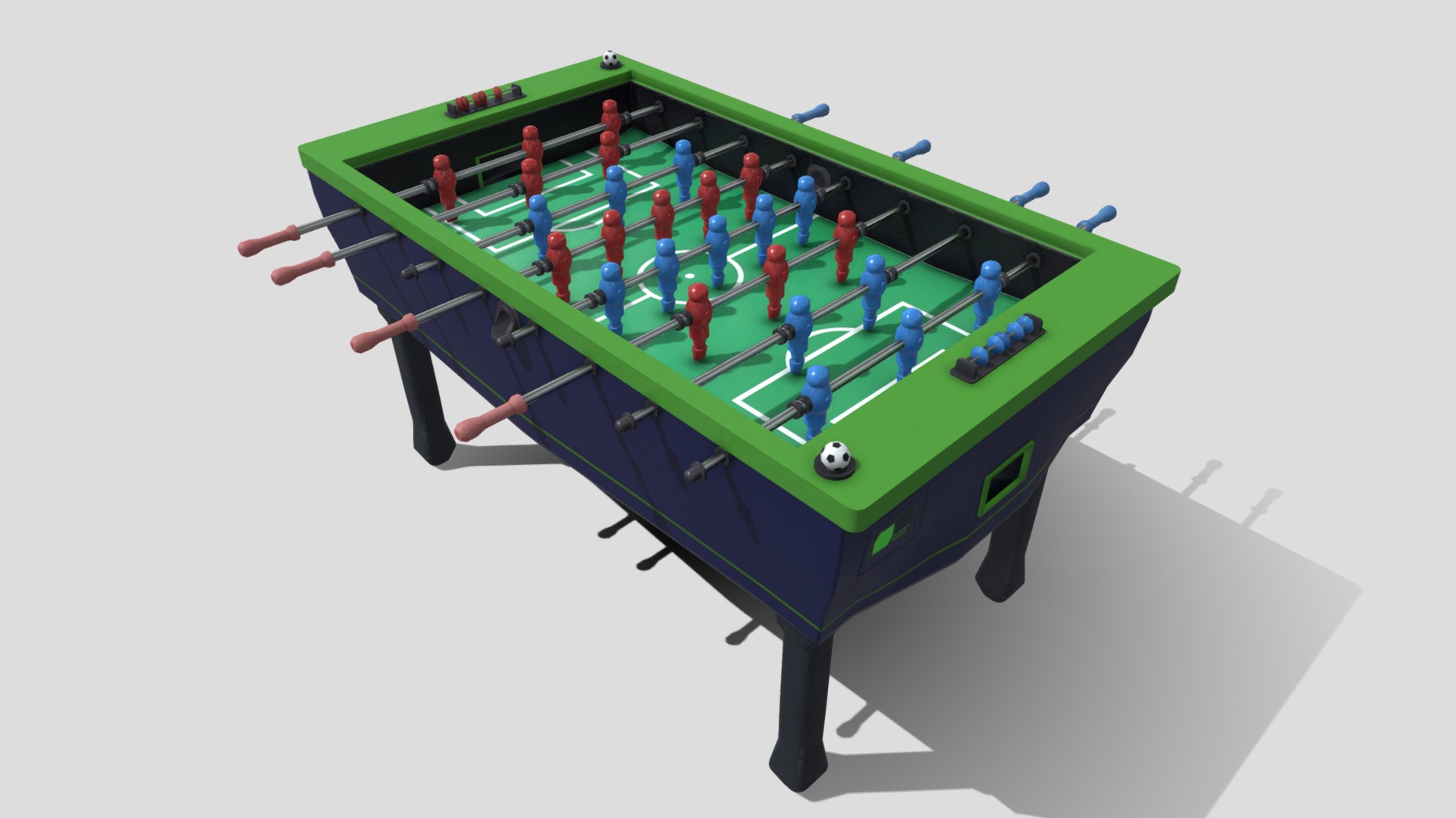 3D model Foosball Table - This is a 3D model of the Foosball Table. The 3D model is about a toy train with people on it.