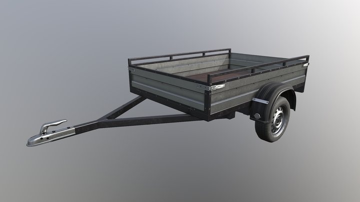 Car trailer model game ready for free PBR 3D Model