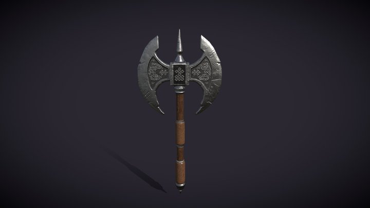 Weapon Double Axe PBR GameReady 3D Model