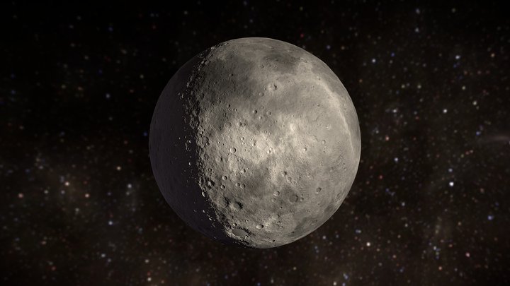 Procedural Moon-like Celestial Body 3D Model