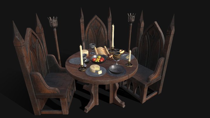 Royal Gothic Dining Pack 3D Model
