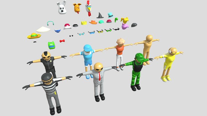 3D Costumed Character Pack Low Poly Unity 3D Model