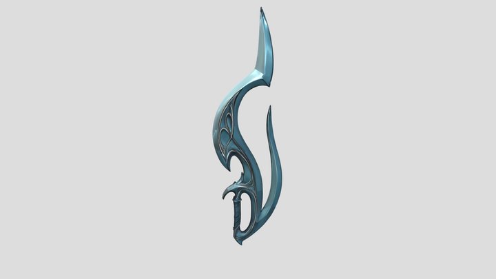 Crystal Weapon – Curved Fantasy Sword 3D Model