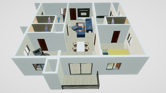 hyderabad_2BHK Floorplan_new 3D Model