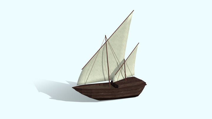 Low Poly Ancient Dhow Ship 3D Model