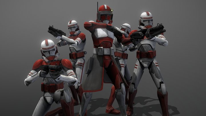 Commander Fox and the Coruscant Guard 3D Model